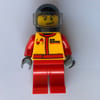 Racer, Red and Orange Jumpsuit, Black Helmet with Visor