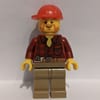 Lumberjack, Dark Red Flannel Shirt, Red Cap, Beard