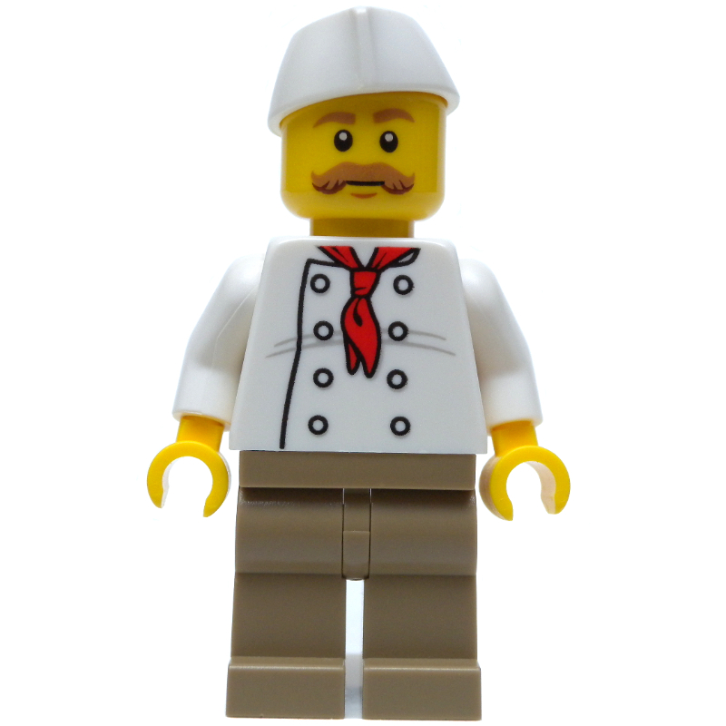 LEGO Chef, Red Neckerchief, Dark Tan Legs, Butchers Hat (fig-009786)