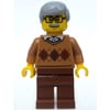 Man, Medium Nougat Argyle Sweater, Reddish Brown Legs, Moustache and Glasses