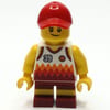 Boy, White and Dark Red Basketball Jersey with '39', Dark Red Shorts, Red Cap