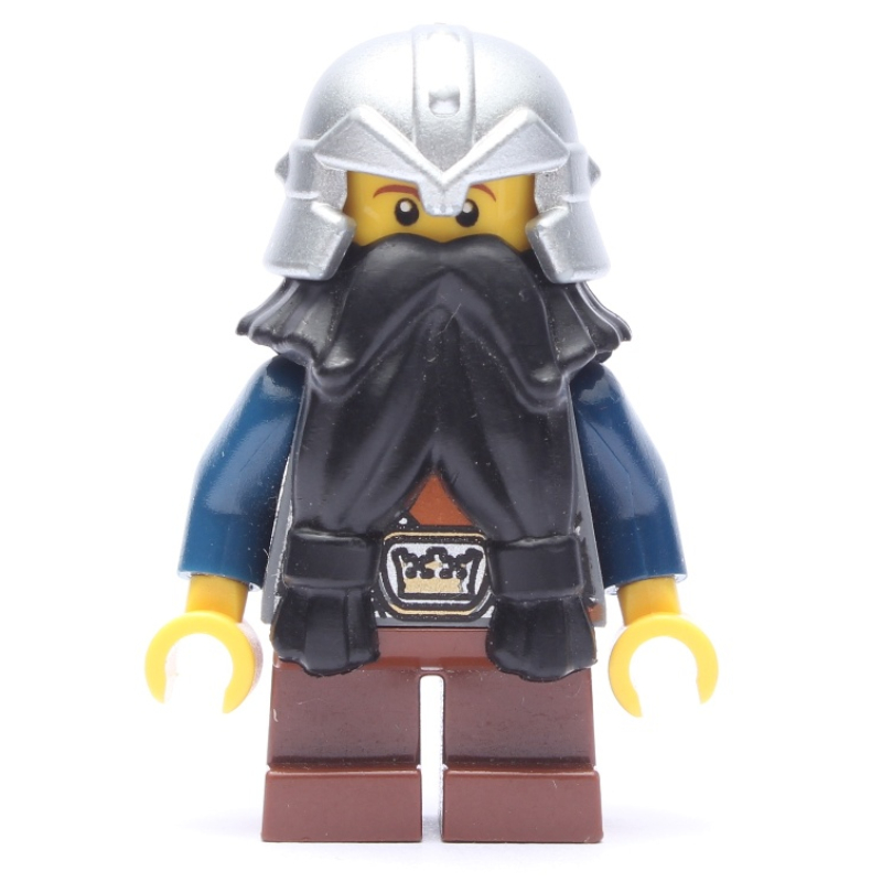 LEGO Dwarf, Black Beard, Metallic Silver Helmet (fig-009900)