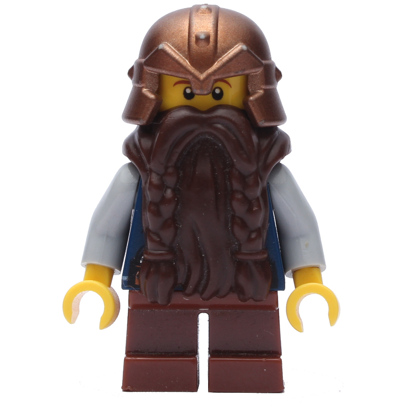 LEGO Dwarf, Dark Brown Beard, Copper Helmet (fig-009901)