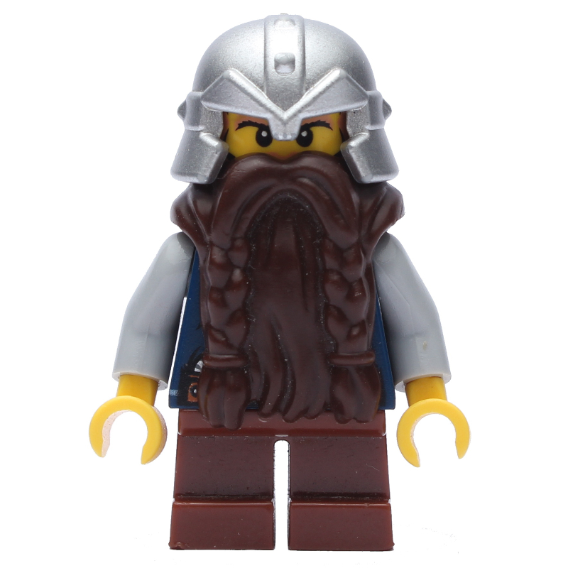 LEGO Dwarf, Dark Brown Beard, Metallic Silver Helmet (fig-009903)