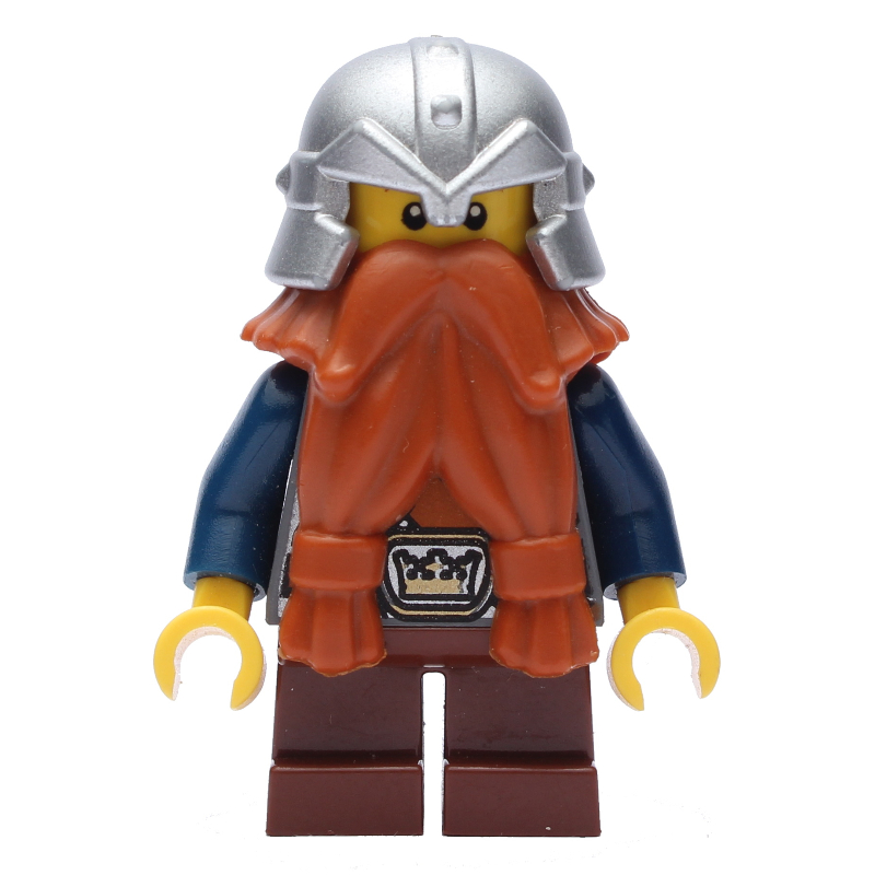 LEGO Dwarf, Dark Orange Beard, Metallic Silver Helmet (fig-009906)