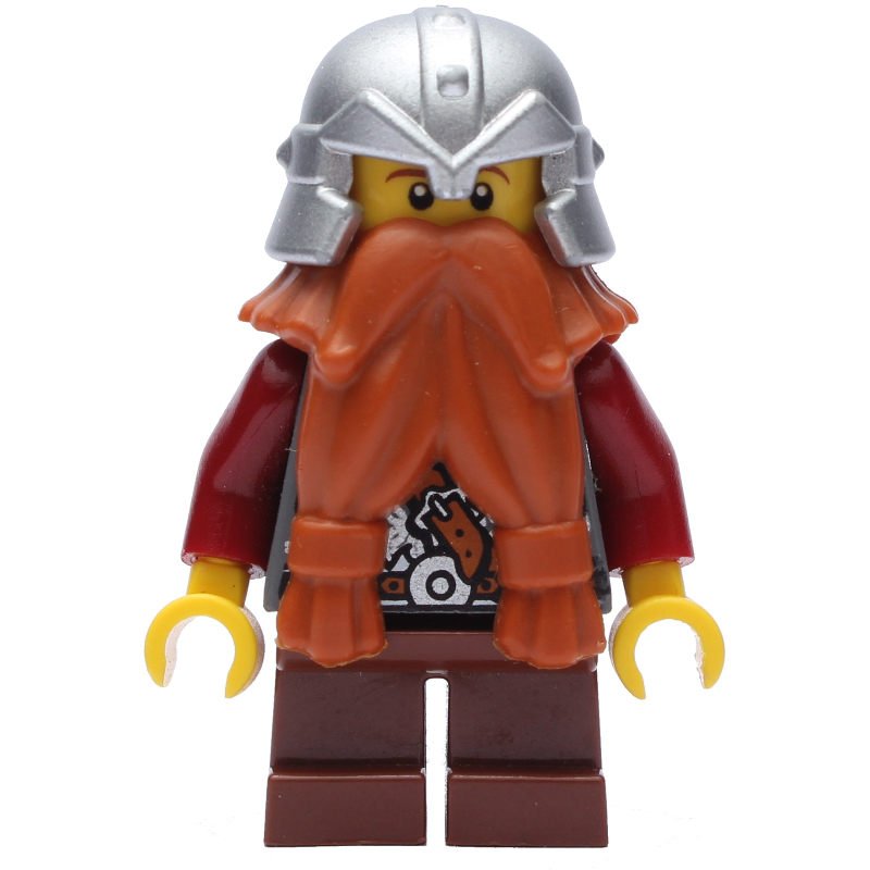 LEGO Dwarf, Dark Orange Beard, Metallic Silver Helmet (fig-009913)