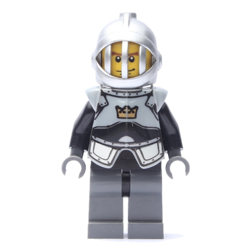LEGO Knight, Black, Armor, Helmet with Grille, Cheek Lines (fig-009933)