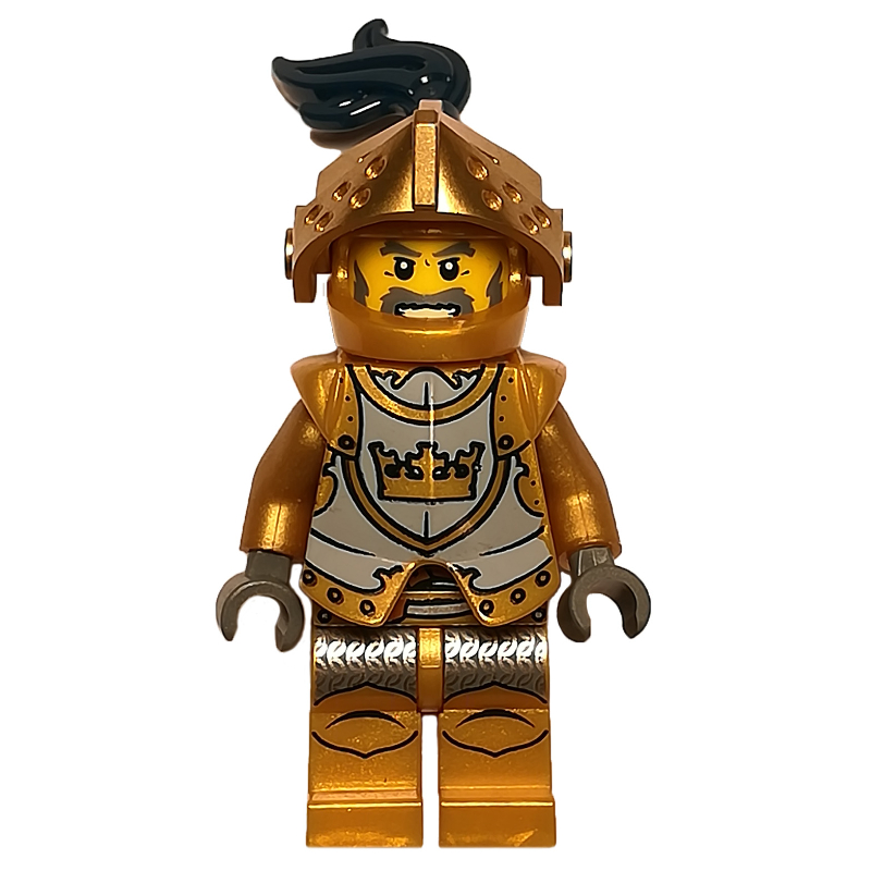 LEGO Knight, Gold, Armor, Helmet with Visor and Dark Blue Plume (fig-009939)