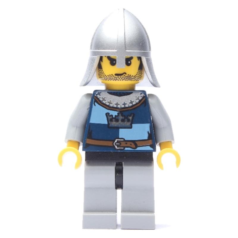 LEGO Knight, Dark Blue, Helmet, Stubble and Printed Hair (fig-009952)