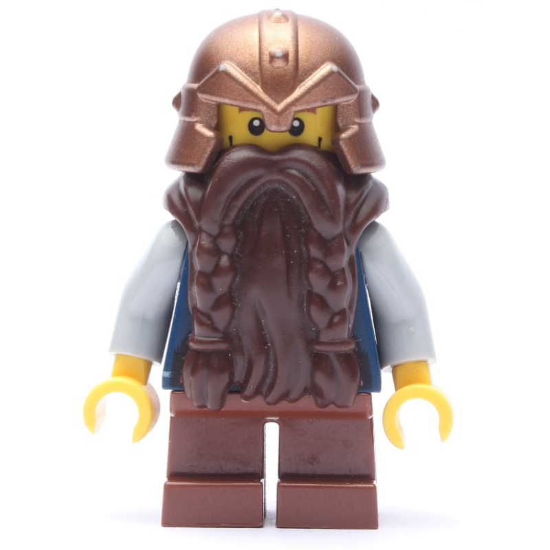 LEGO Dwarf, Dark Brown Beard, Copper Helmet, Cheek Lines (fig-009954)