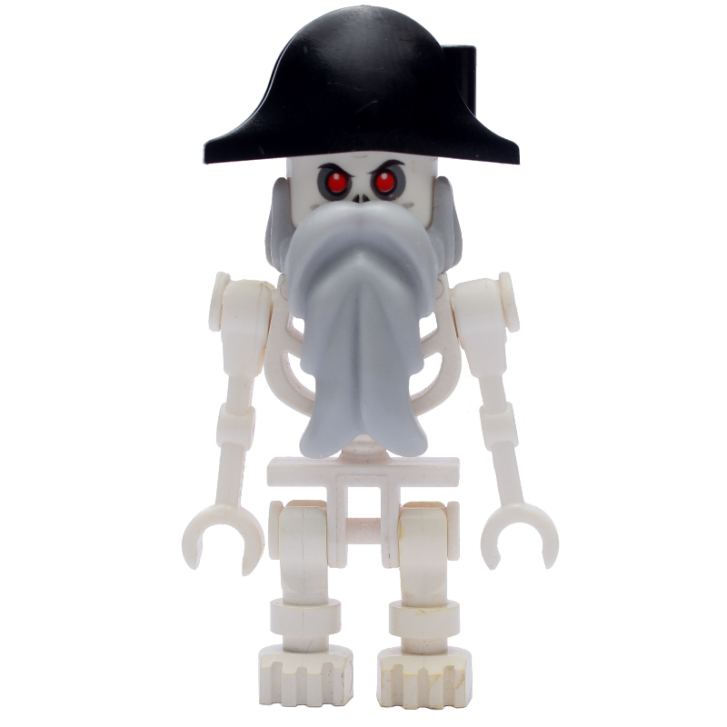 LEGO Skeleton, Red Eyes, Bicorne Hat, Light Bluish Gray Beard (fig-009957)
