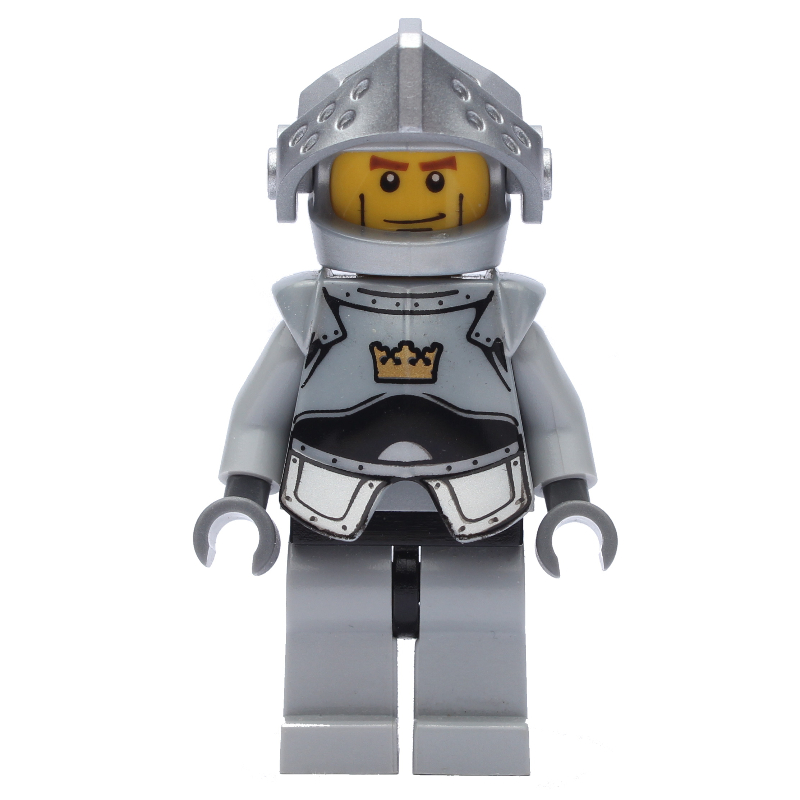 LEGO Knight, Gray, Armor, Helmet with Visor, Cheek Lines (fig-009967)