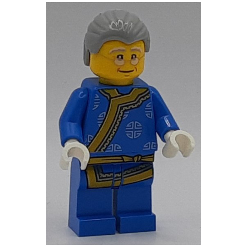 LEGO Man, Blue Robe, Light Bluish Gray Hair, Glasses (fig-009977)