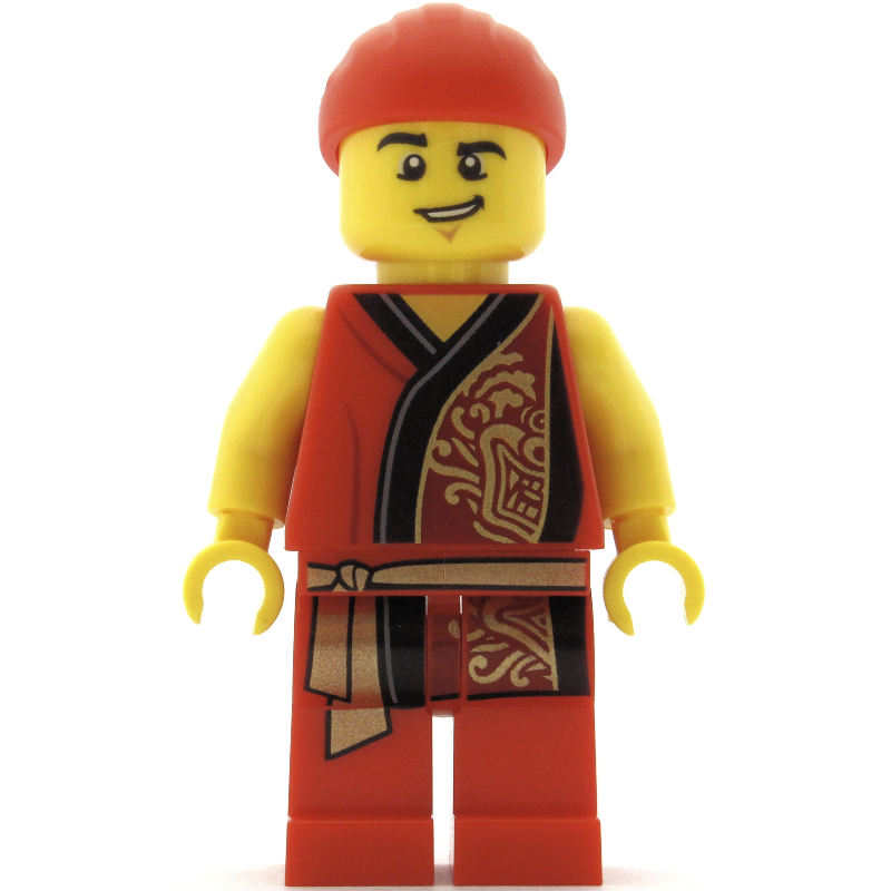 LEGO Man, Red Robe with Gold Sash Belt, Red Bandanna (fig-009983)