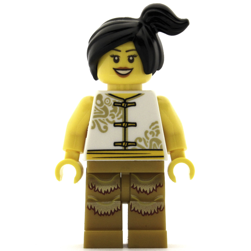 LEGO Woman, White Robes with Ties, Black Hair (fig-009988)