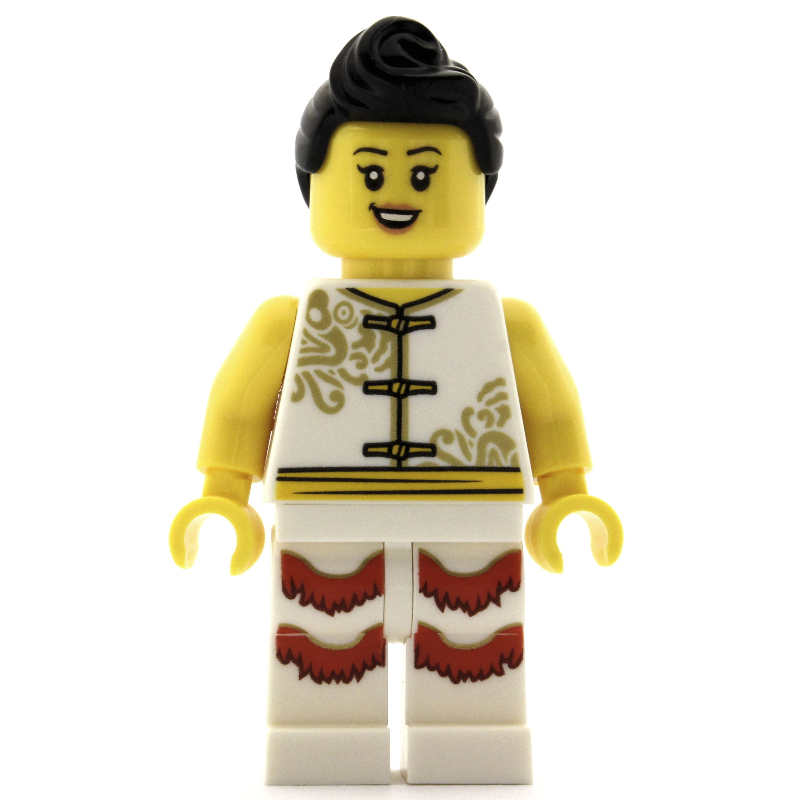 LEGO Woman, White Robes with Ties, White Legs, Black Hair (fig-009989)