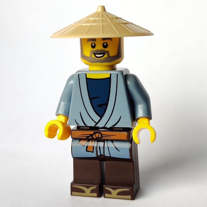 LEGO Man, Sand Blue Robe, Tan Conical Hat, Beard (fig-010008)
