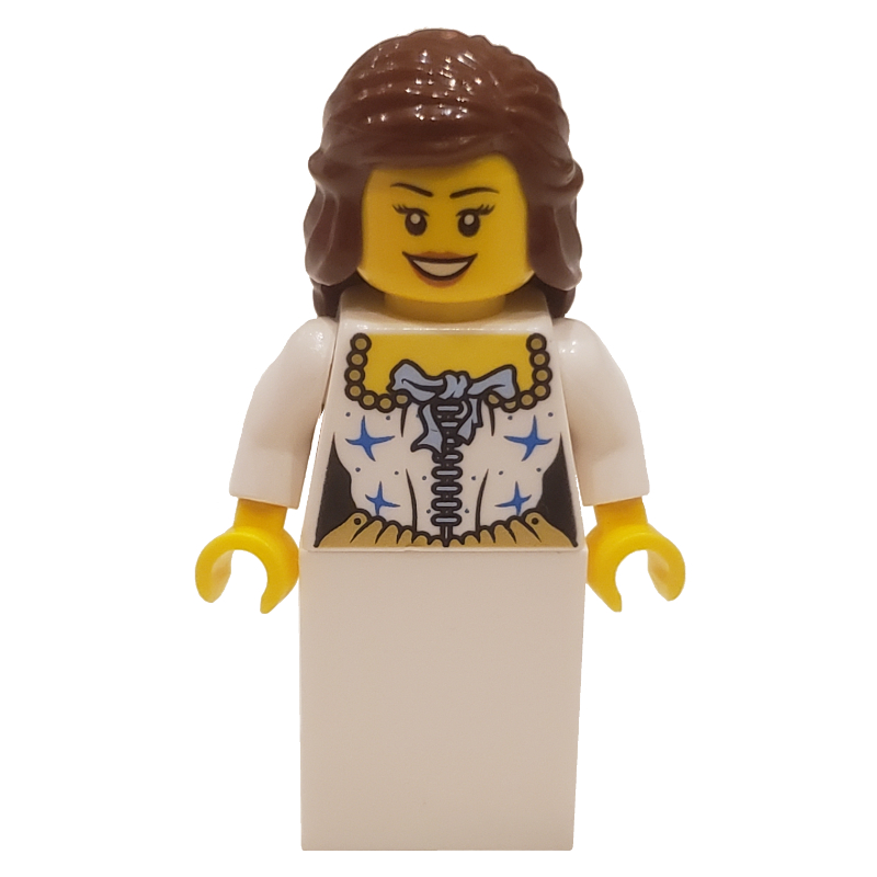 LEGO Bride, White and Blue Corset Dress with Bow (fig-010025)