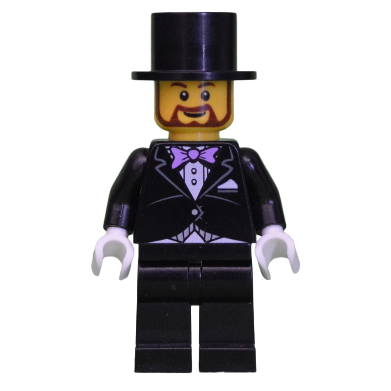 LEGO Groom, Black Suit with Lavender Bow Tie, Top Hat (fig-010026)