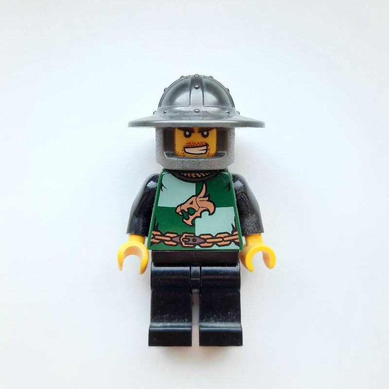 LEGO Dragon Knight, Dark Green, Wide Brim Helmet, Angry (Pearl Dark Gray) (fig-010089)