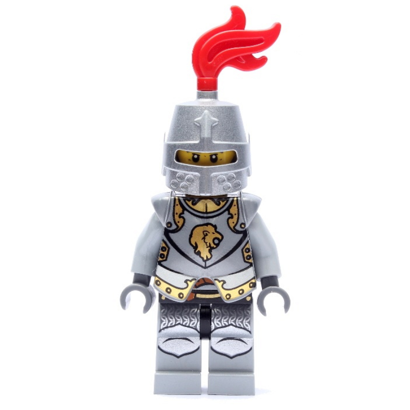 LEGO Lion Knight, Armour, Helmet with Red Plume (Flat Silver) (fig-010093)