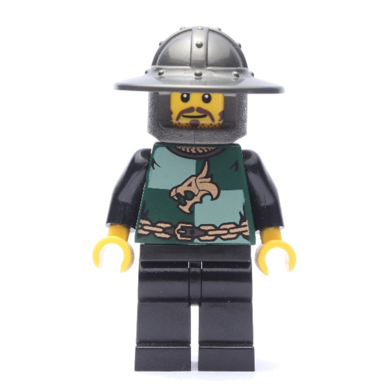 LEGO Dragon Knight, Dark Green, Wide Brim Helmet, Moustache and Stubble (Pearl Dark Gray) (fig-010094)