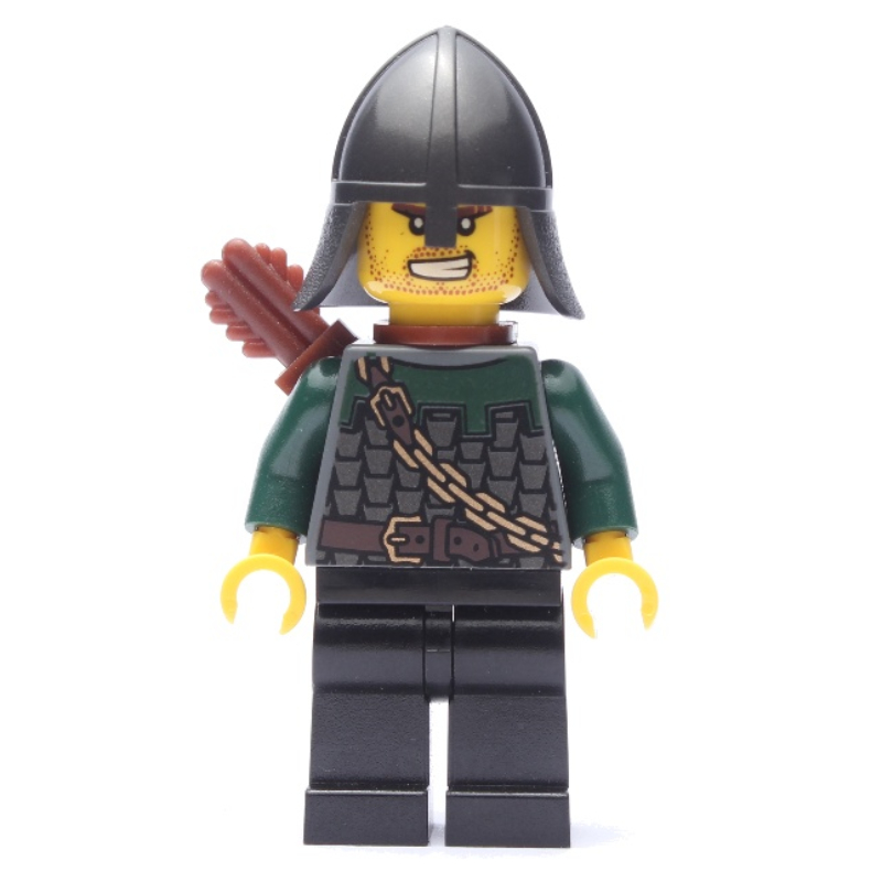 LEGO Dragon Knight, Archer, Dark Green, Helmet, Quiver (Pearl Dark Gray) (fig-010095)