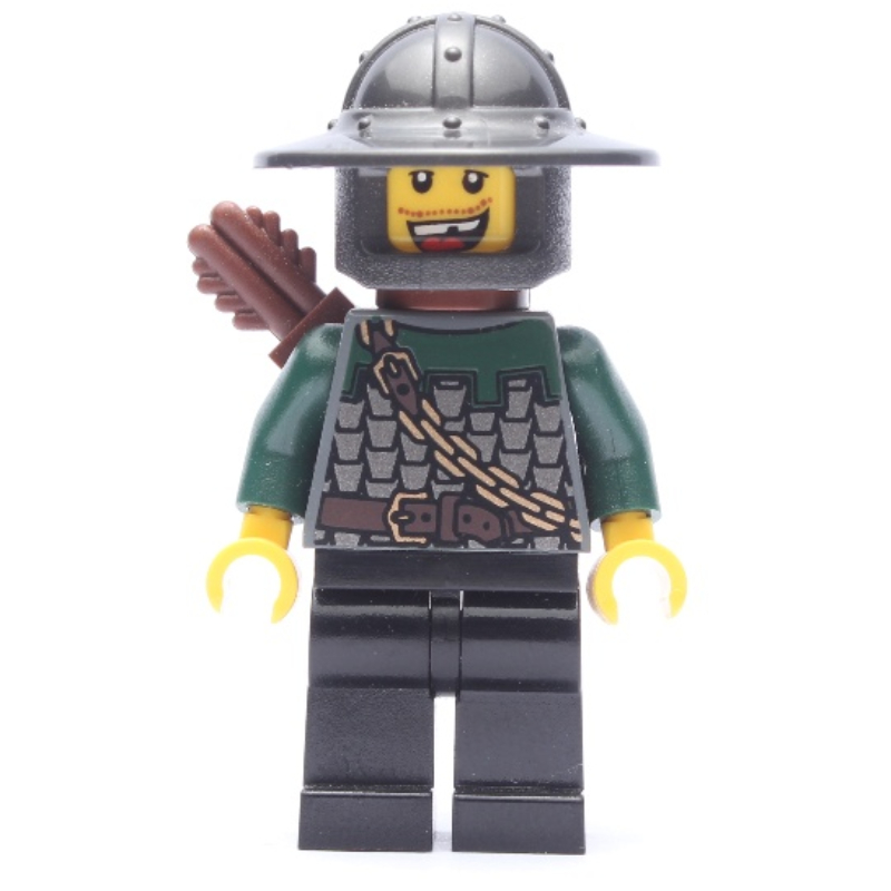 LEGO Dragon Knight, Archer, Dark Green, Wide Brim Helmet, Missing Tooth (fig-010104)