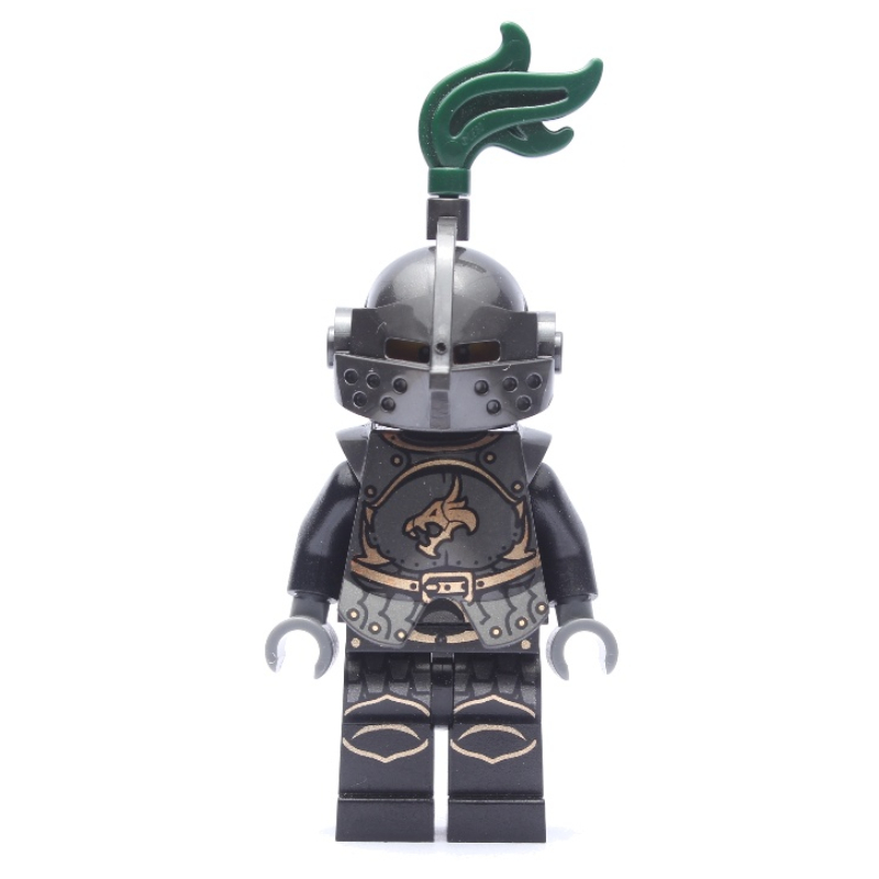 LEGO Dragon Knight, Black, Armor, Helmet with Dark Green Plume, Goatee Beard (fig-010107)