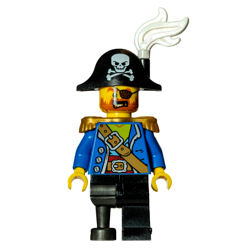 LEGO Pirate Captain, Blue Jacket, Peg Leg, Bicorne Hat with White Plume (fig-010121)