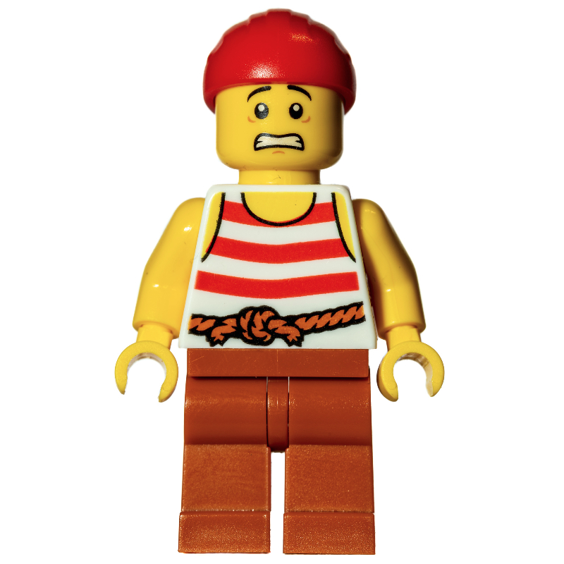 LEGO Pirate, Red and White Striped Shirt, Red Bandanna (fig-010123)