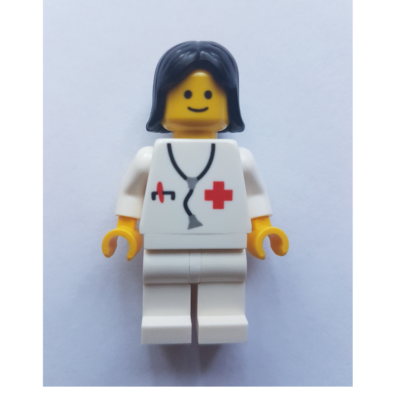 LEGO Doctor - White Torso and Legs, Black Hair Female (3626c Head) (fig-010125)