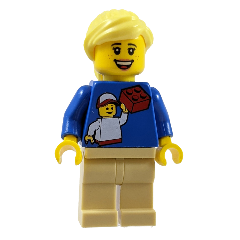 LEGO Blue Torso, Tan Legs, Bright Light Yellow Hair (fig-010139)