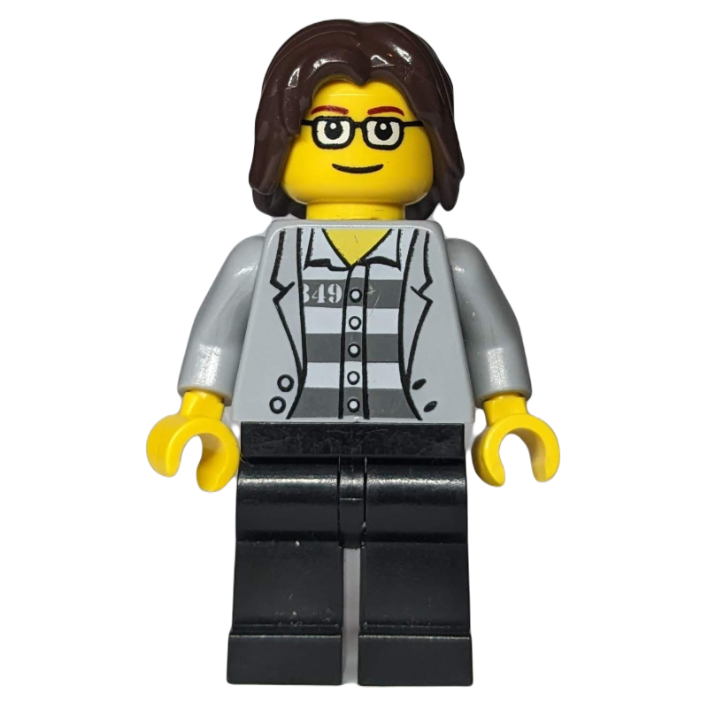 LEGO Light Bluish Grey Torso, Black Legs, Dark Brown Hair (fig-010151)