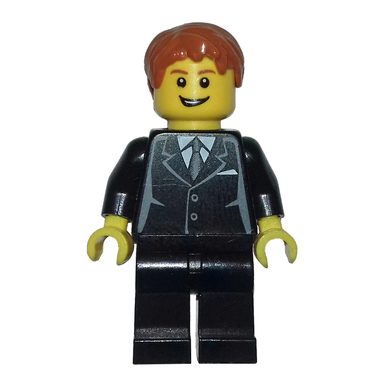 LEGO Black Torso, Black Legs, Dark Orange Hair (fig-010156)