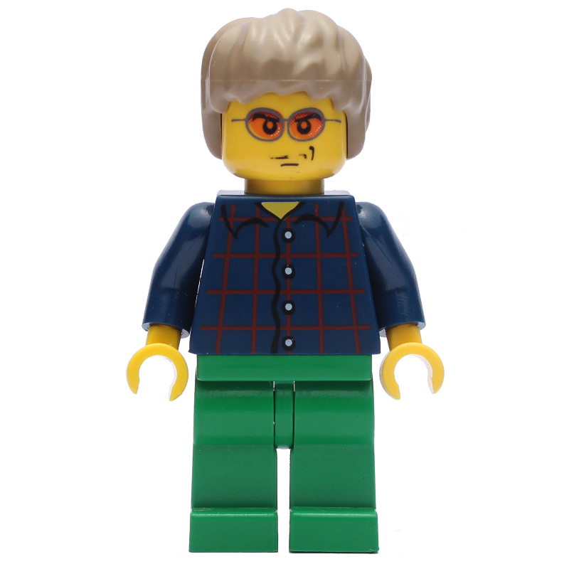 LEGO Dark Blue Torso, Green Legs, Dark Tan Hair (fig-010162)