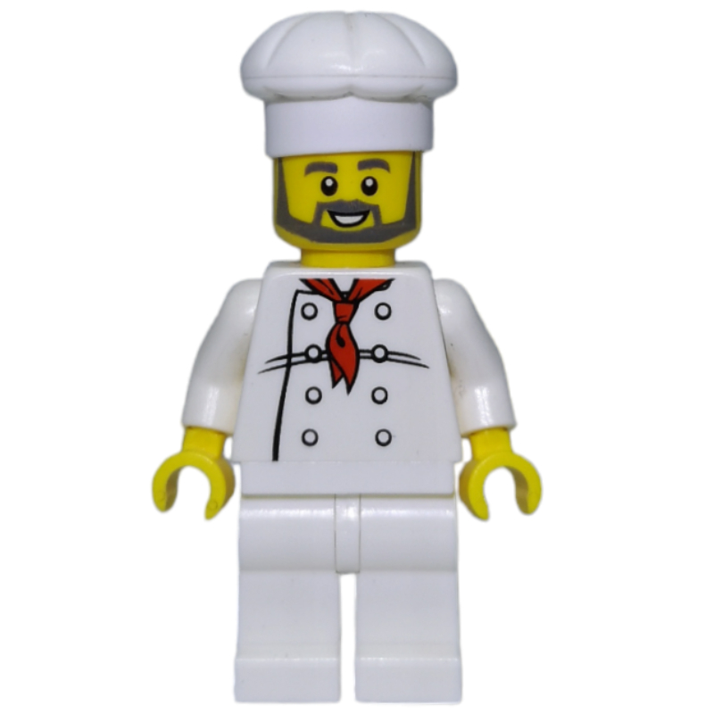 LEGO Chef - White Torso, White Legs, White Hat, Grey beard (fig-010176)