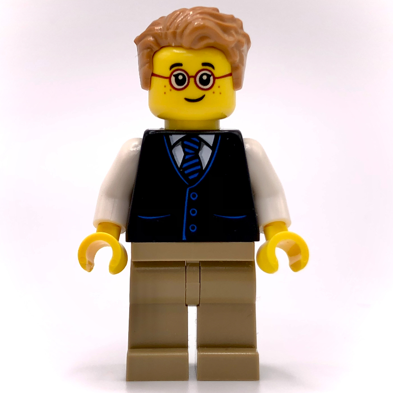 LEGO Black Torso, Dark Tan Legs, Medium Nougat Hair (fig-010236)