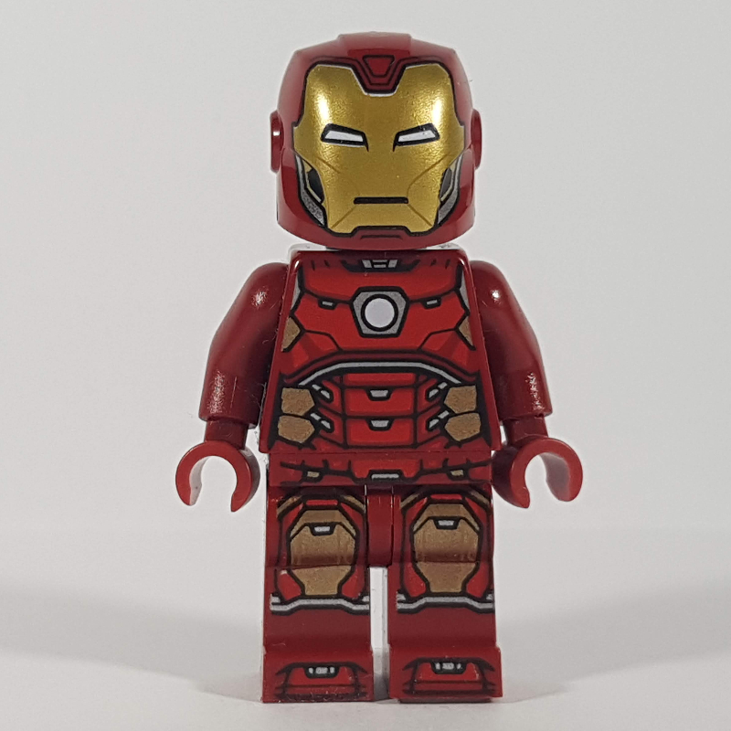 LEGO Iron Man Mark 43 Armor, Visor Printed on Helmet, Plain Trans-Clear Head (fig-010276)
