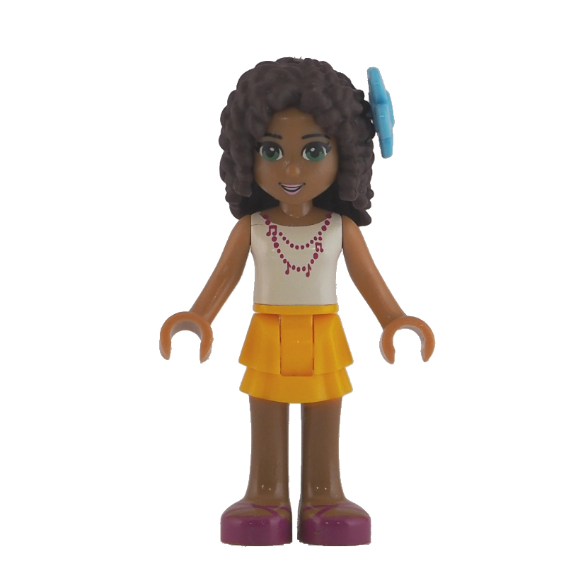 LEGO Andrea - White Top, Bright Light Orange Skirt, Medium Azure Flower (fig-010316)