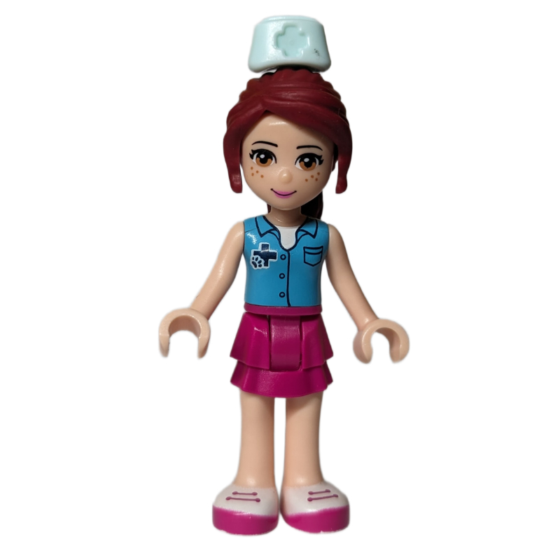 LEGO Mia - Medium Azure Shirt, Magenta Skirt, Veterinarian, Nurse Hat (fig-010318)