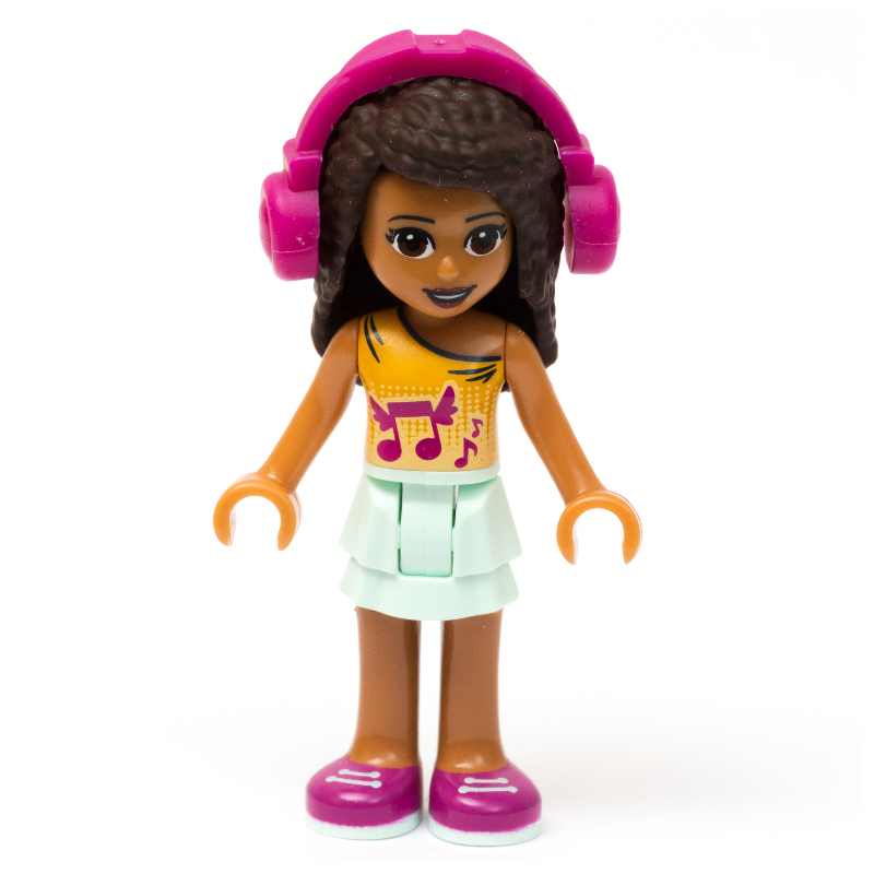 LEGO Andrea - Bright Light Orange Top, Light Aqua Skirt, Magenta Headphone (fig-010323)