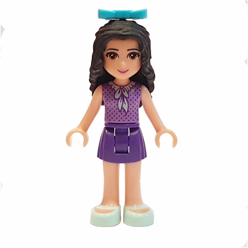 LEGO Emma - Medium Lavender Dotted Top, Dark Purple Skirt, Bow (fig-010327)