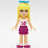 Stephanie - White Top, Magenta Skirt, Medium Azure Bow