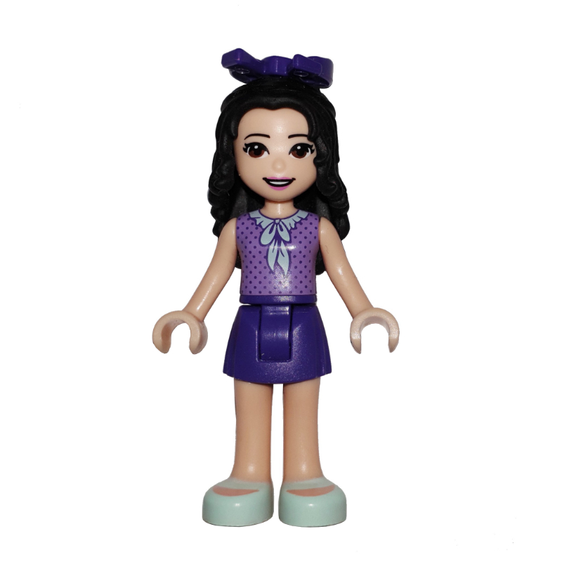 LEGO Emma - Medium Lavender Dotted Top, Dark Purple Skirt, Bow (fig-010333)