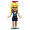 Stephanie - Medium Azure Top, Dark Blue Skirt, Bow