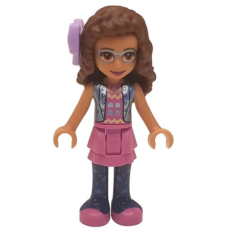 LEGO Olivia - Sand Blue Jacket, Dark Pink Skirt, Bow (fig-010341)