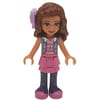 Olivia - Sand Blue Jacket, Dark Pink Skirt, Bow