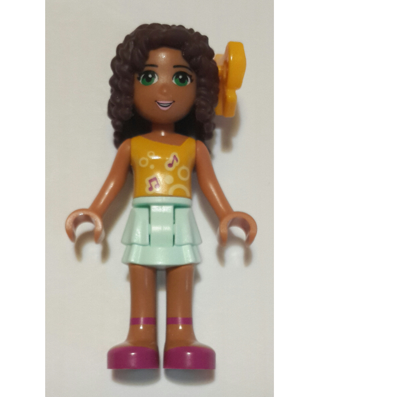 LEGO Andrea - Bright Light Orange Top, Light Aqua Skirt, Bow (fig-010355)
