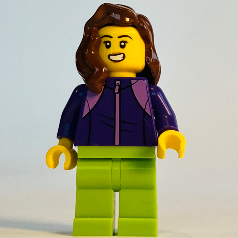 LEGO Dark Purple Torso, Lime Legs, Reddish Brown Hair (fig-010370)